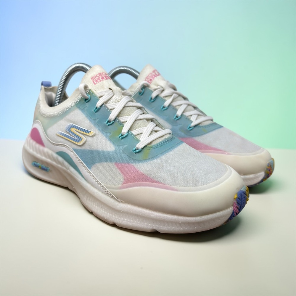 Skechers GOrun Hyper Burst Women 8.5 White Multi Color Running Shoes 128169 WMLT
